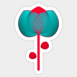 Turquoise and red flower Sticker